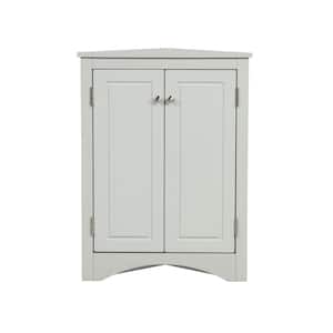 23.6 in. W x 17.2 in. D x 31.5 in. H Gray Triangle Freestanding Floor Linen Cabinet, Corner Cabinet for Bathroom