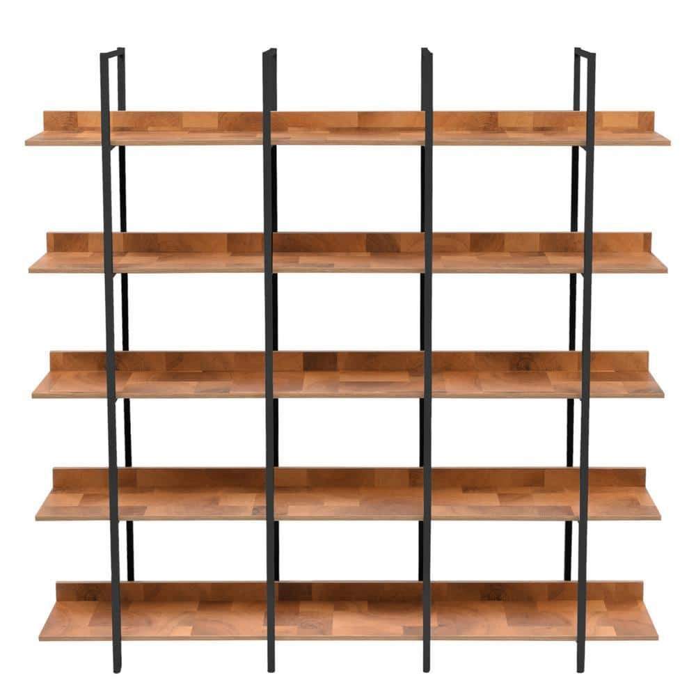 Asucoora Giltner 71 in. Wide Black/Brown Metal 5-Shelf Etagere