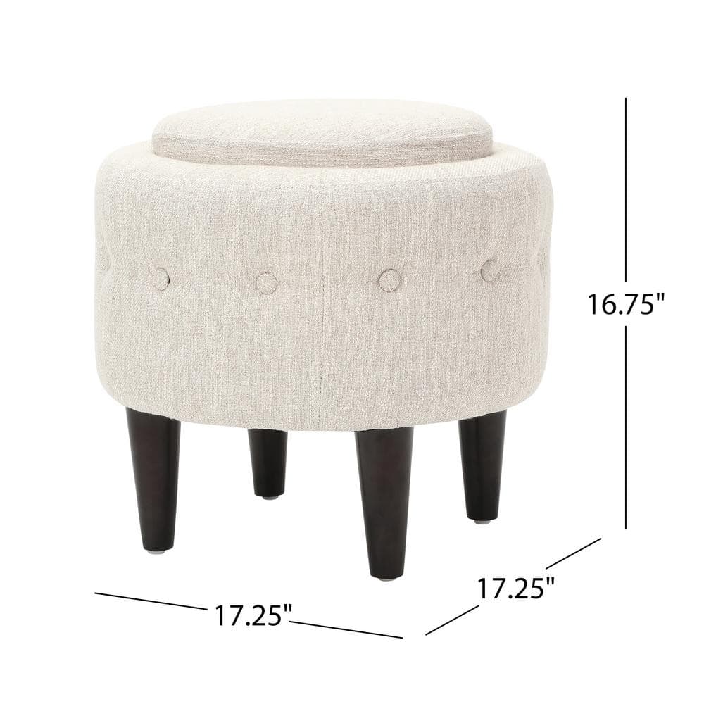 Beige Tufted Fabric Club Chair with Ottoman