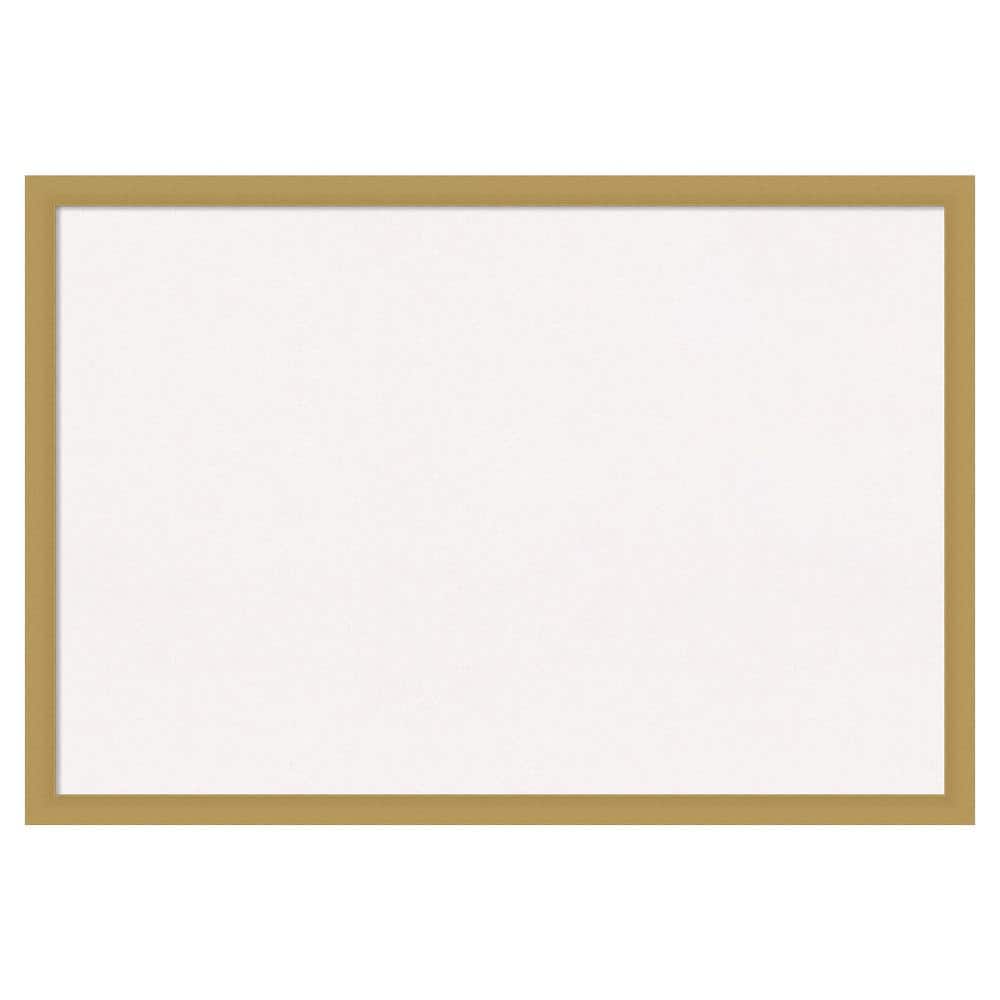 Amanti Art Grace Brushed Gold Narrow White Corkboard 38 in. x 26 in. Bulletin Board Memo Board
