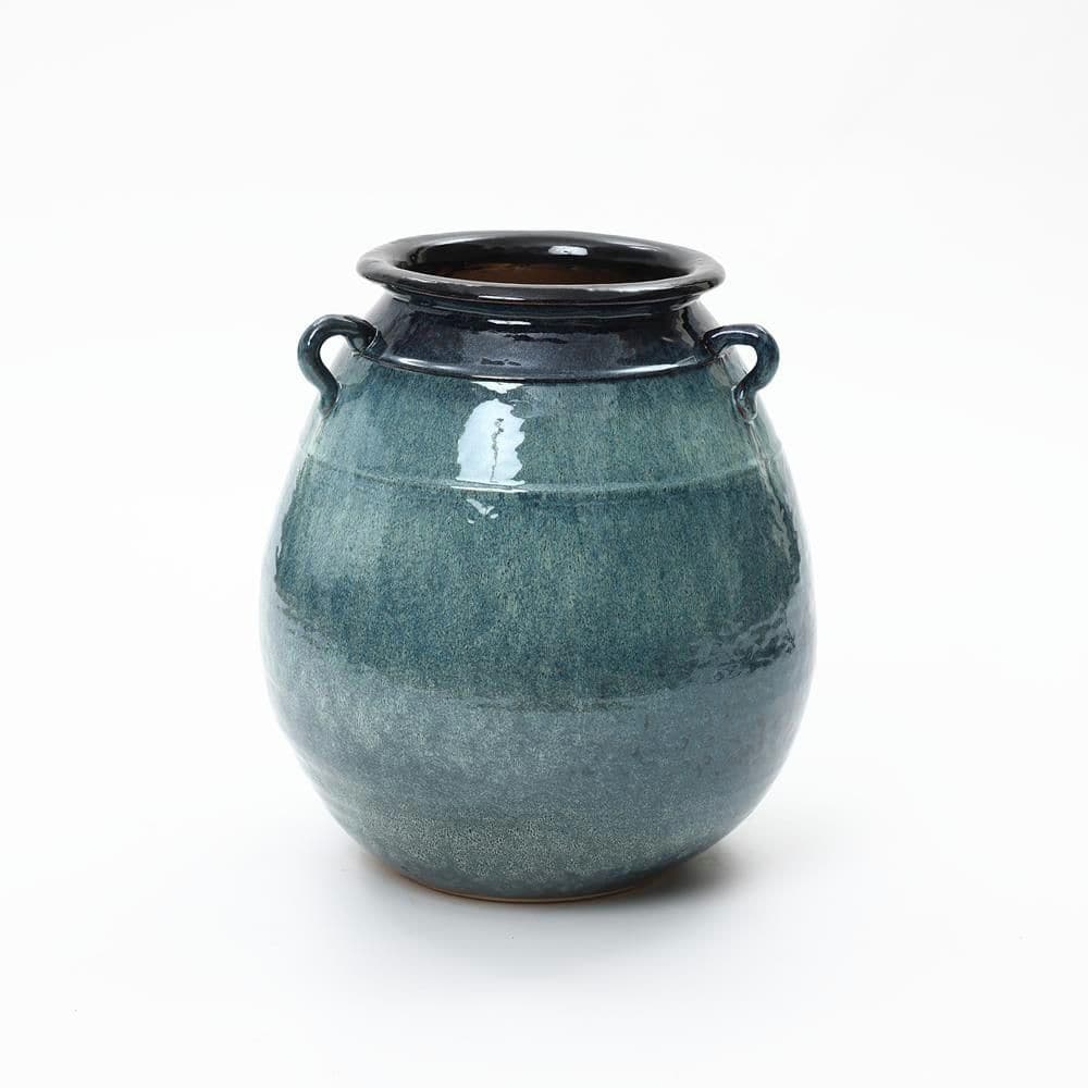 17.5 in. Tall Ocean Blue Ceramic Vase with Handles, Rounded Pot for Rustic or Coastal Decor price history on PriceWatchPro