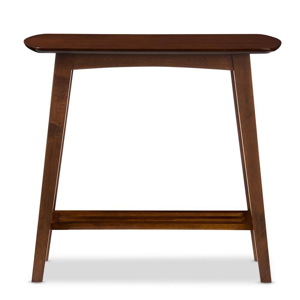 Sacramento Dark Walnut Mid-Century Console Table with Storage Shelf