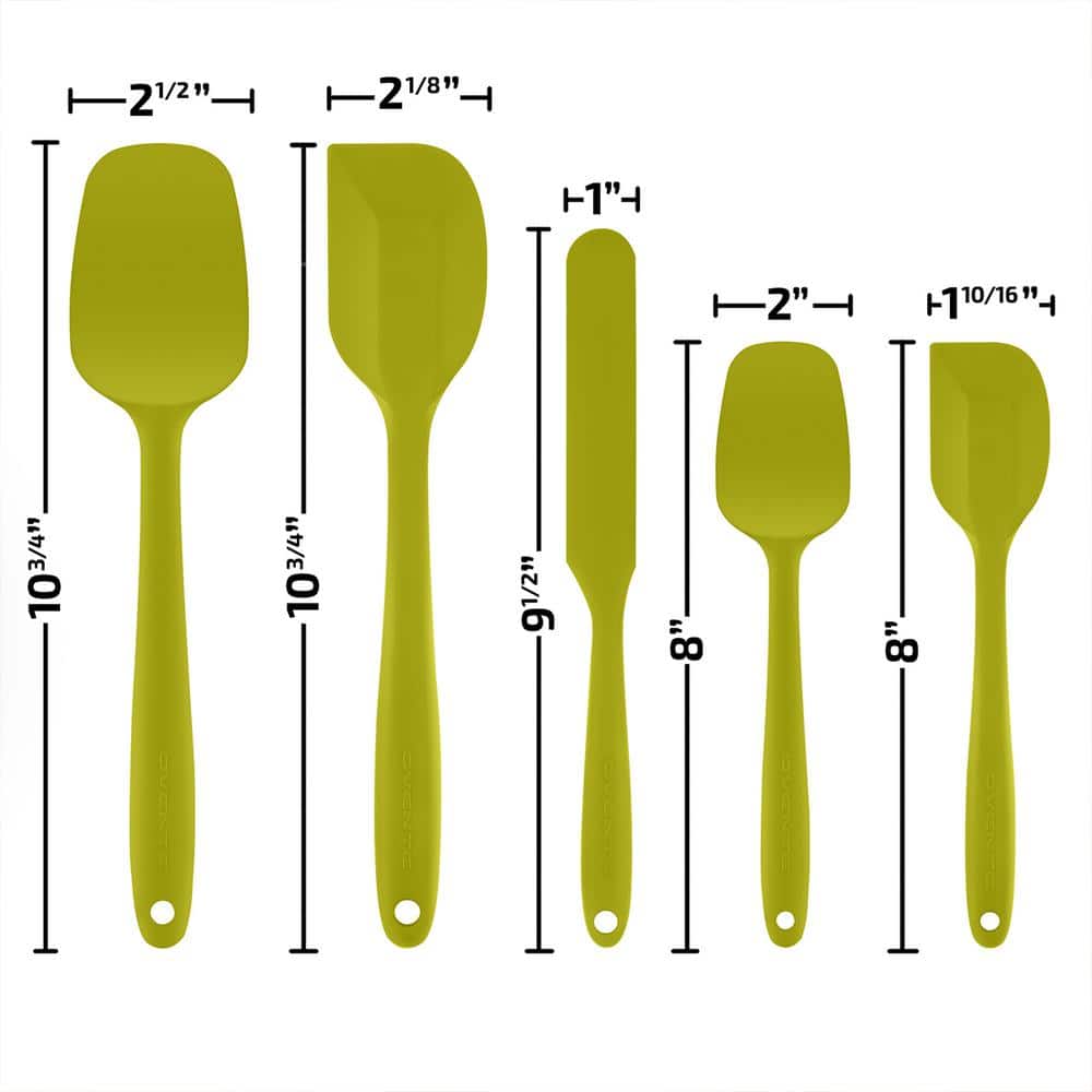 Green 5-Piece Heat-Resistant Silicone Spatula Set