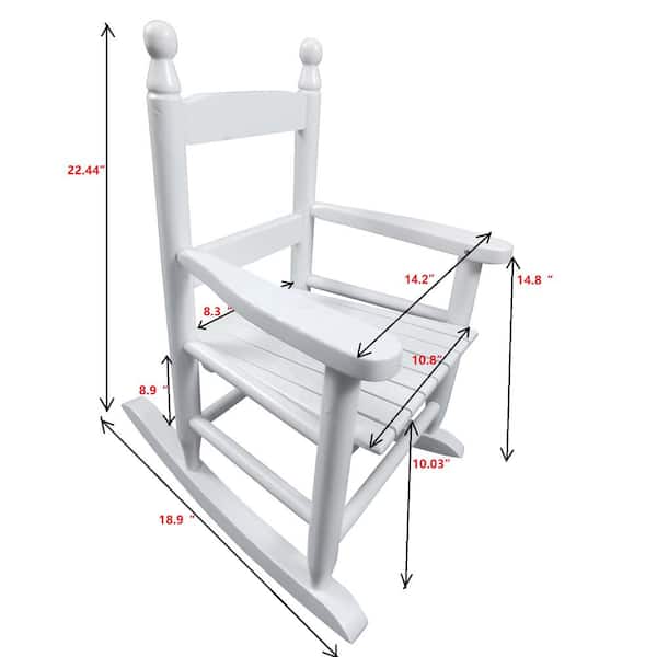 White Wood Outdoor Rocking Chair for Children Kids Ages 3 to 6