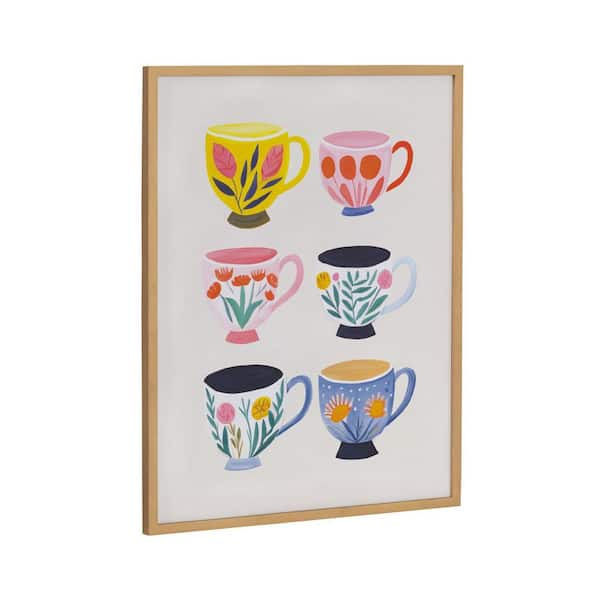 Kate and Laurel Gallery Botanical Coffee Shop Tea Cups by the Creative Bunch Studio Gold Framed Art Print 16 in. x 20 in.