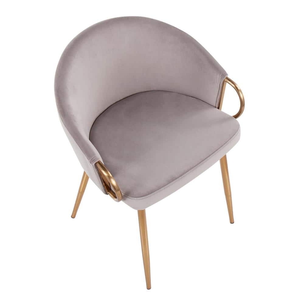 Pearl Silver Velvet Low Backrest Chair with Metal Tapered Legs