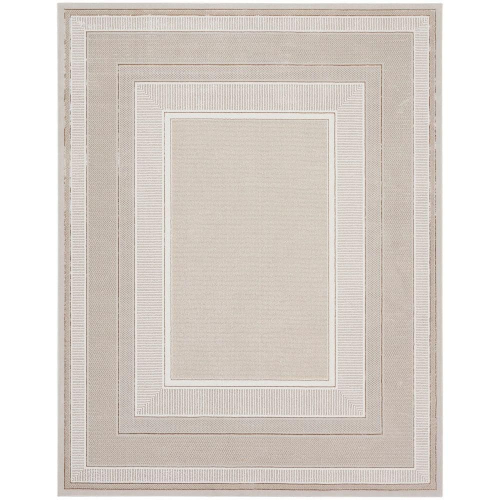 Ivory Geometric 8' x 10' Synthetic Rectangular Area Rug
