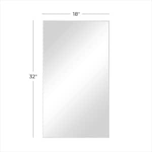 32 in. x 18 in. Simplistic Rectangle Framed White Wall Mirror with Thin Minimalistic Frame