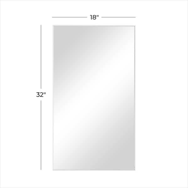 32 in. x 18 in. Simplistic Rectangle Framed White Wall Mirror with Thin Minimalistic Frame