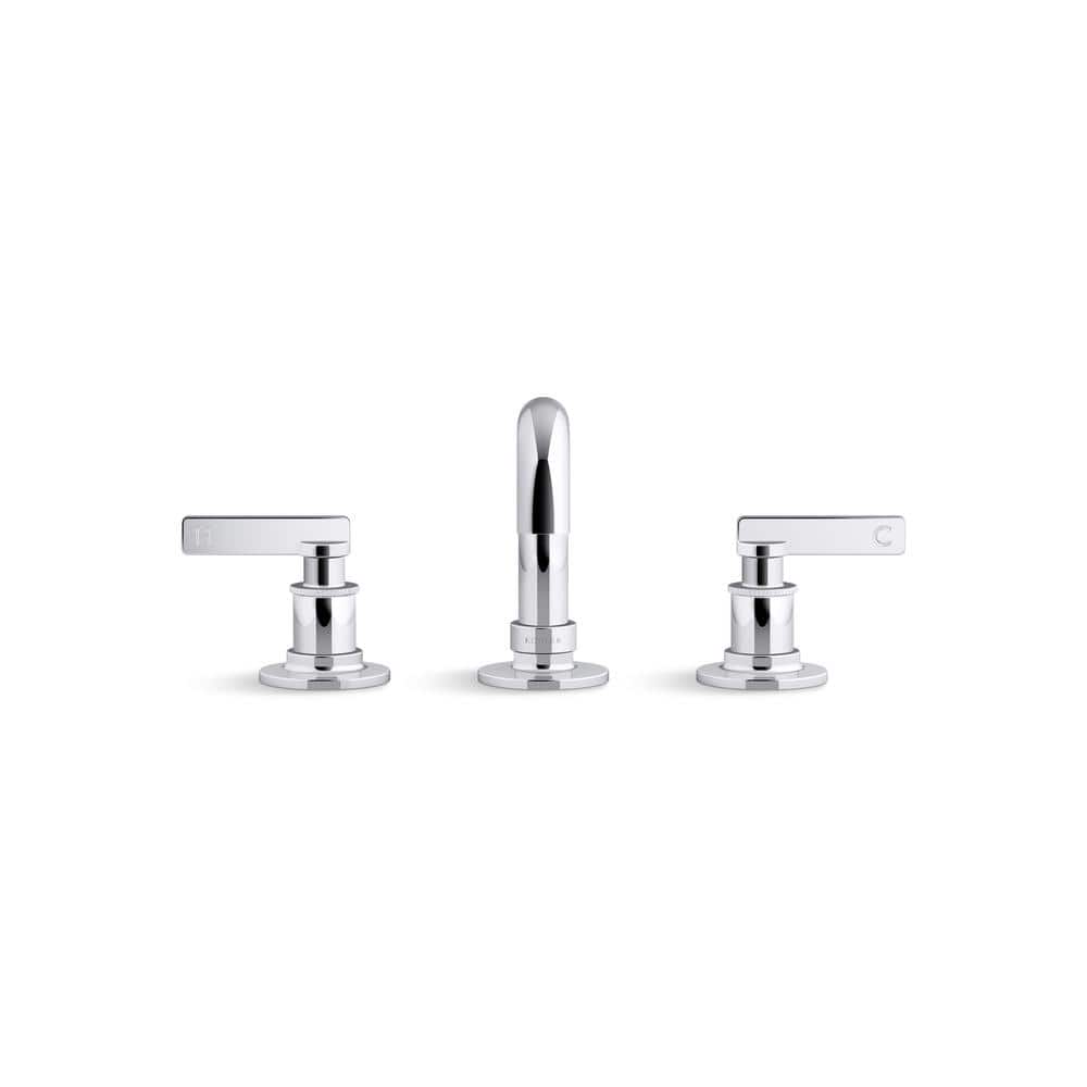 Polished Chrome Widespread Bathroom Sink Faucet with Stamped Levers