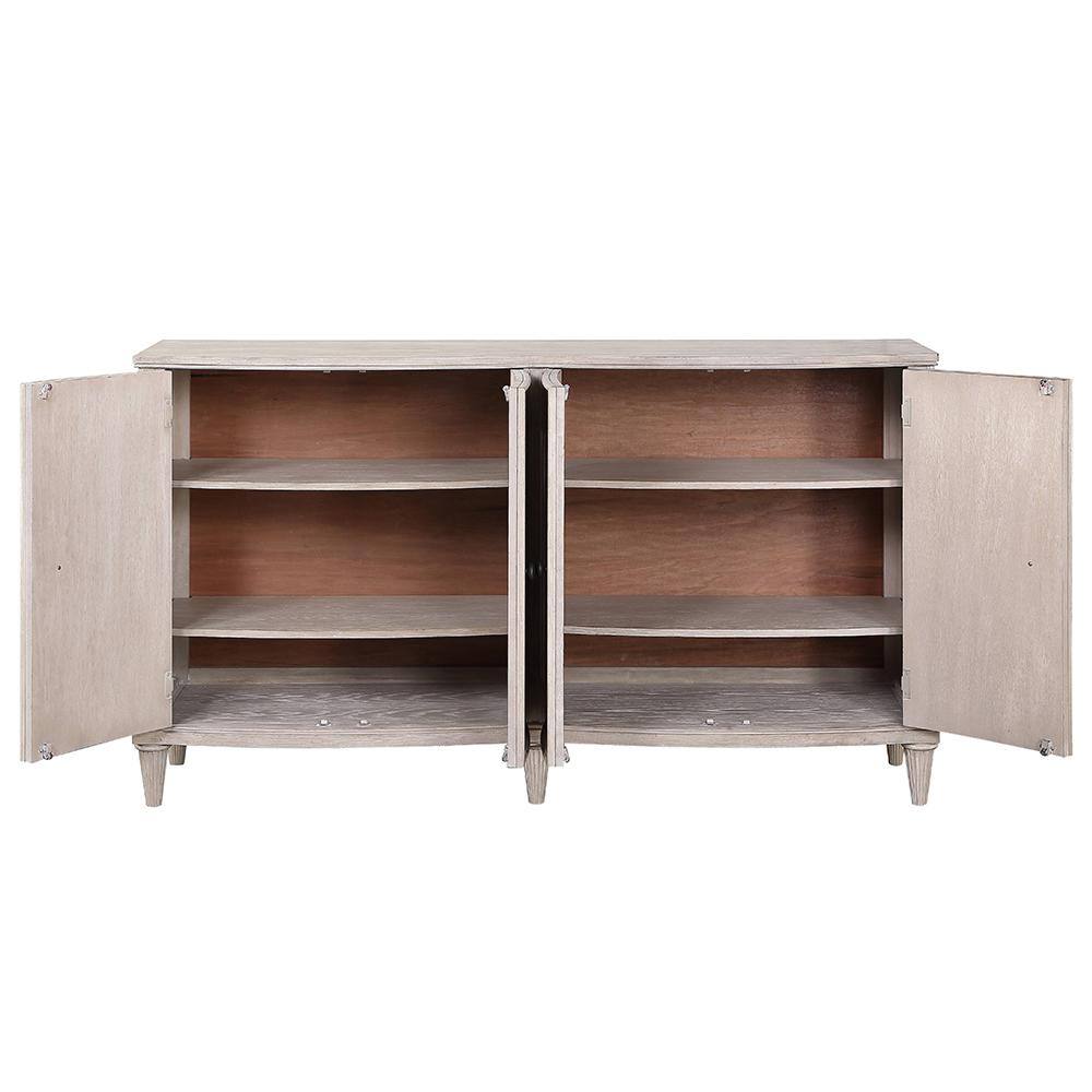 Elegant Wynsor Antique Champagne Wood Server with Tapered Legs