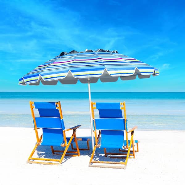 Gymax 8 ft. Beach Umbrella Outdoor Patio Garden with