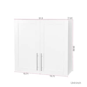 31.5 in. W x 11.81 in. D x 29.9 in. H Bathroom Storage Wall Cabinet in White