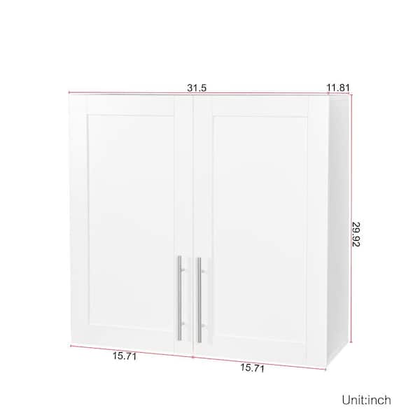 Unbranded 31.5 in. W x 11.81 in. D x 29.9 in. H Bathroom Storage Wall Cabinet in White