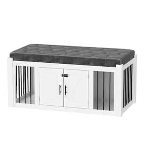 Large Furniture Style Bed End Bench Dog Crate, Indoor Wooden Dog Pens Entryway Bench for Living Room Bedroom Entryway