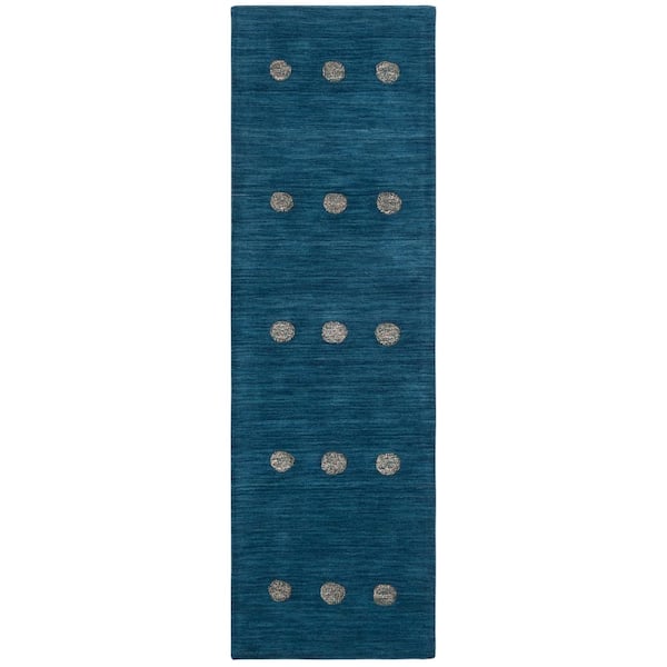 Himalaya 2 ft. x 10 ft. Blue Geometric Runner Rug