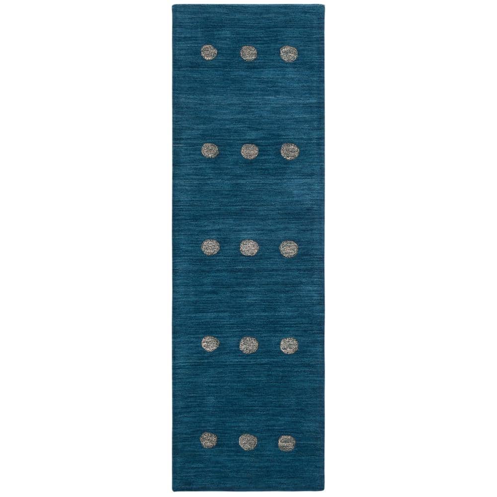 Handmade Tufted Blue Wool 27" Runner Rug