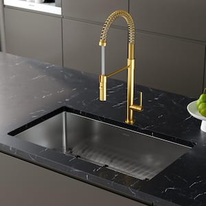 Bluffton Single Handle Pull Down Sprayer Kitchen Faucet in Brushed Gold