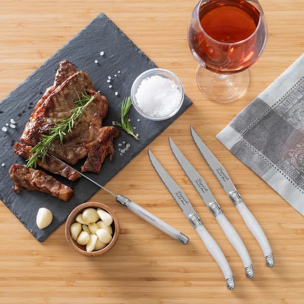 Steak knife set PREMIUM, 6 pcs, with block, stainless steel, Laguiole 