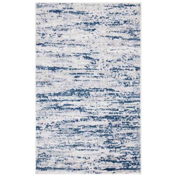Amelia Gray/Navy Doormat 2 ft. x 4 ft. Abstract Striped Area Rug