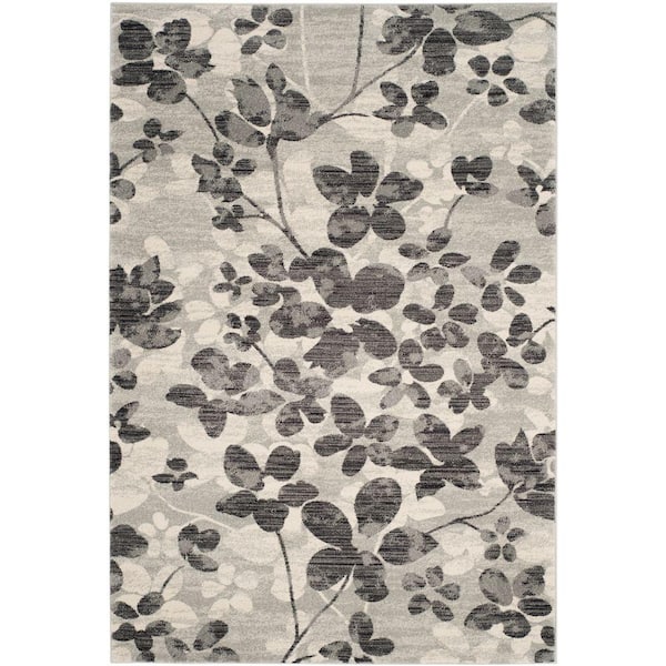 SAFAVIEH Evoke Gray/Black 7 ft. x 9 ft. Floral Area Rug