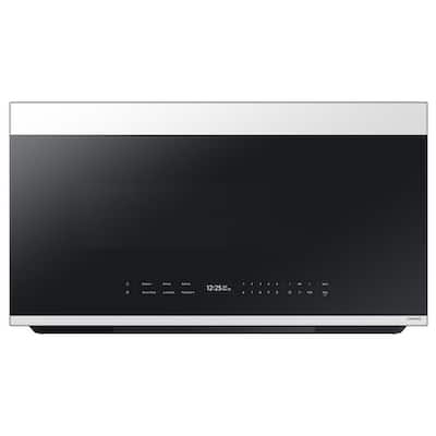 Bespoke Smart Over-the-Range Microwave 2.1 cu. ft. with Auto connectivity & LCD display in White Glass