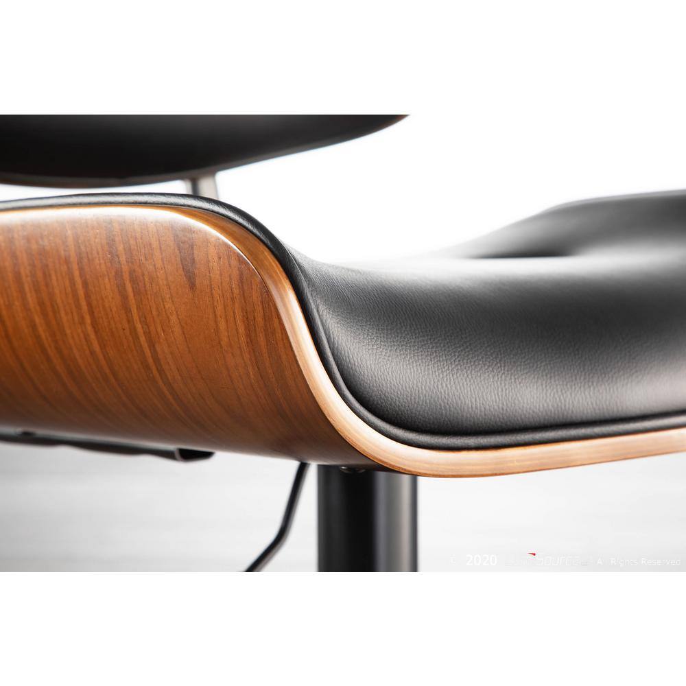 Lombardi Contemporary Swivel Barstool in Walnut & Black Leather