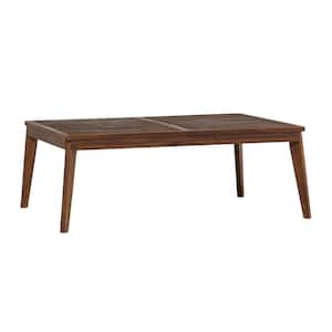40.38 in. W x 25.75 in. D x 14.75 in. H Dark Brown Modern Slat-Top Acacia Wood Patio Coffee Table for Porch Balcony
