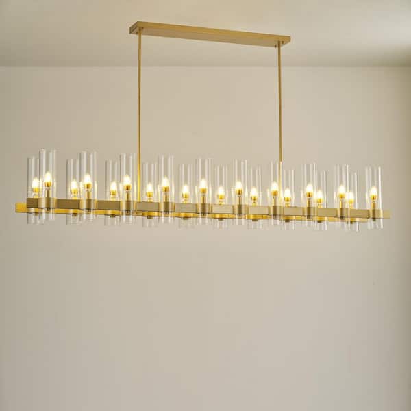 YUYI Modern Chandelier 68 in., 20-Lights Linear Gold Chandelier for Dining Room, Kitchen Island, Living Room