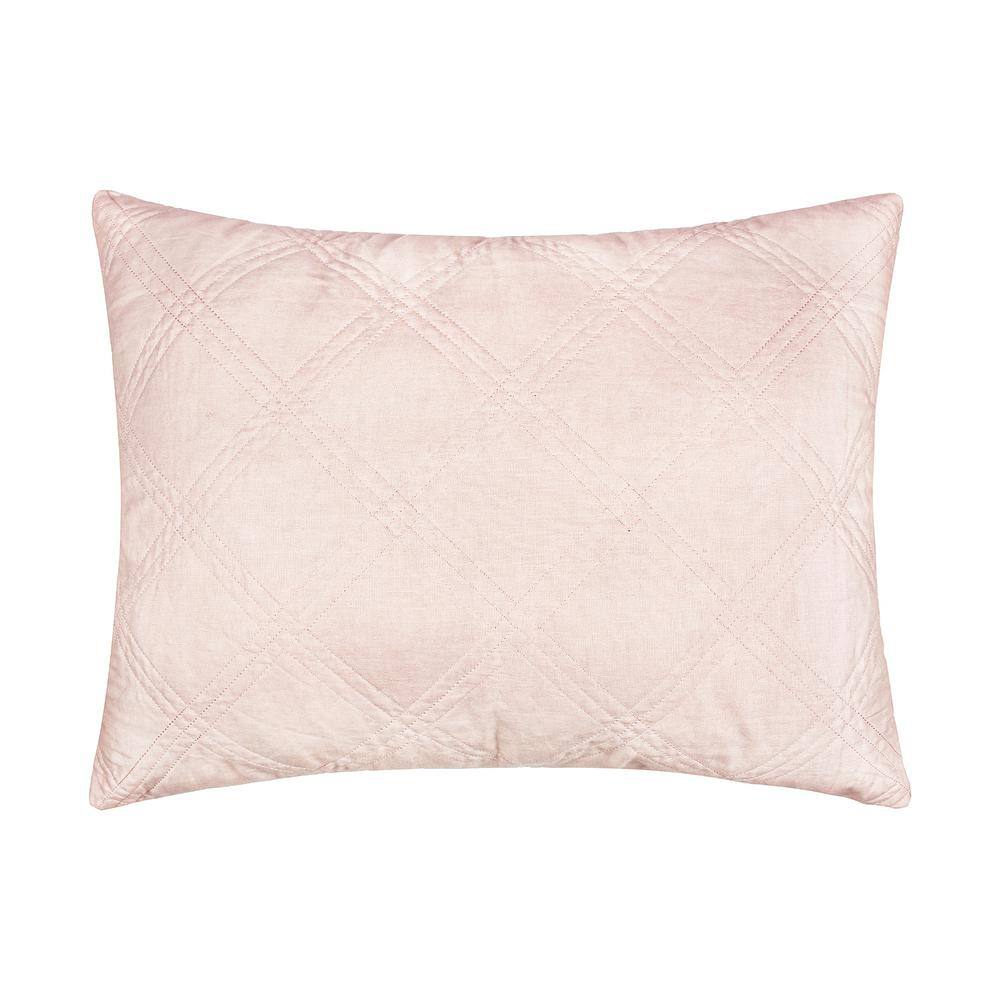 LEVTEX HOME Washed Linen Blush Quilted Linen Front/Cotton Back 36 in. x ...