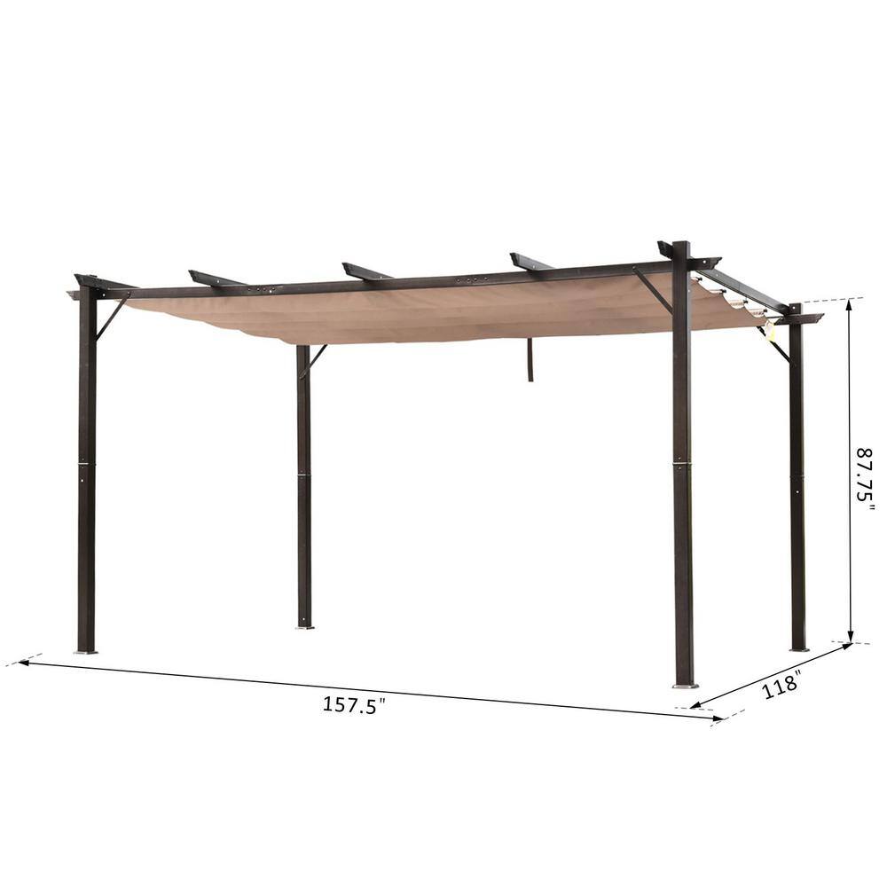 Brown Aluminum Patio Pergola with Retractable Canopy