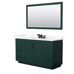 Miranda 60 in. W x 22 in. D x 33.75 in. H Single Bath Vanity in Green with Giotto Quartz Top and 58 in. Mirror