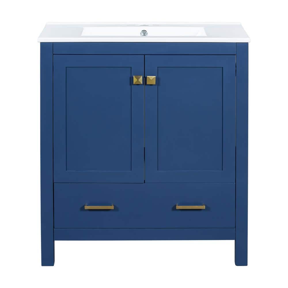 30 in. W x 18 in. D x 34 in. H Single Sink Freestanding Bath Vanity in Blue