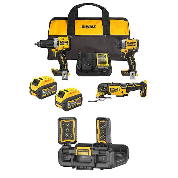20V Max Lithium-Ion Cordless 3-Tool Combo Kit and Cordless Work Light with (2) Flexvolt 6.0 Ah Batteries and Charger