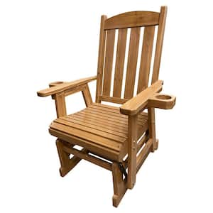 Solid Wood Patio Glider for Indoor or Outdoor Patio and Porch, Brown