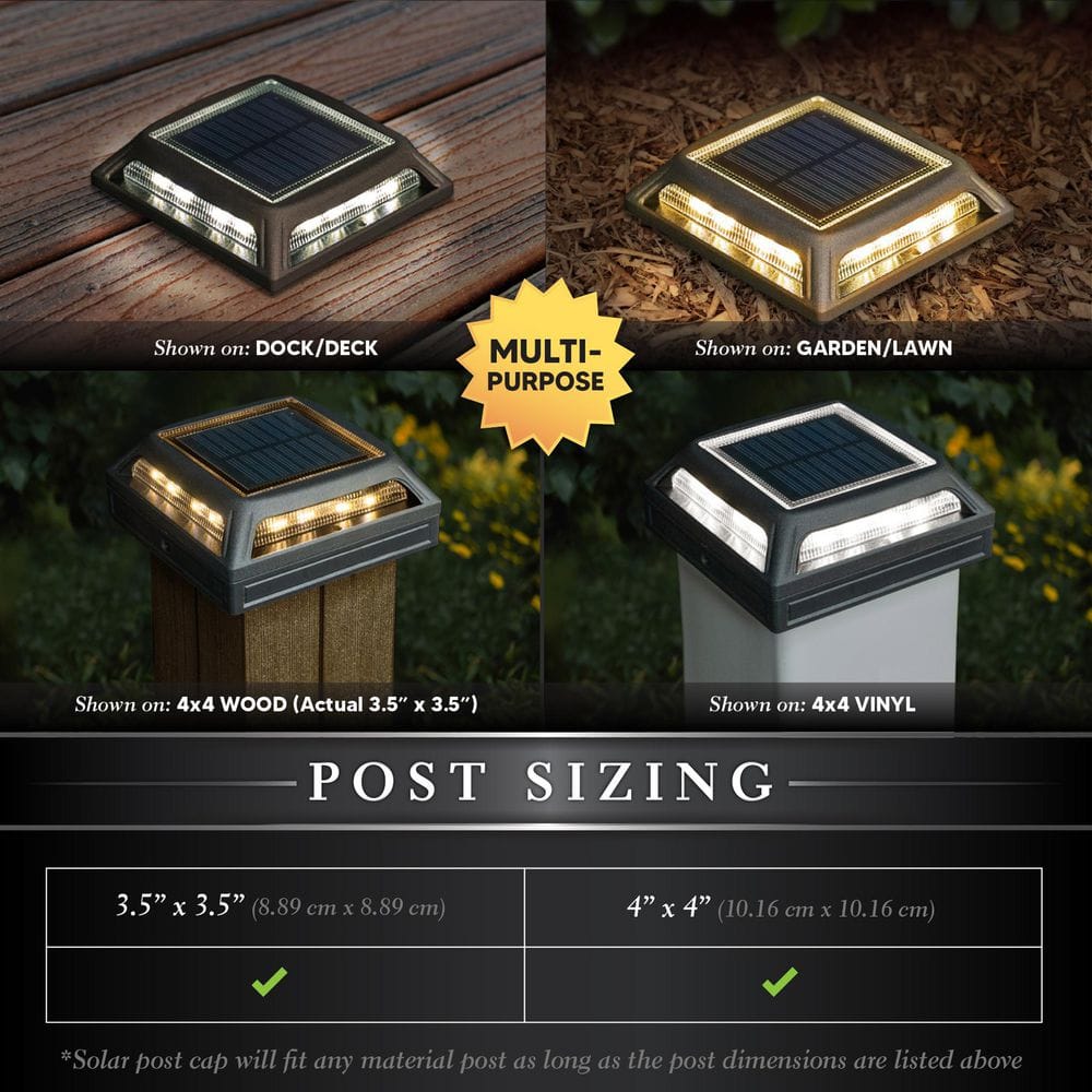 Muskoka Black Aluminum LED Solar Post Cap Light Multipack