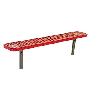 In-Ground 6 ft. Red Diamond Commercial Park Bench without Back