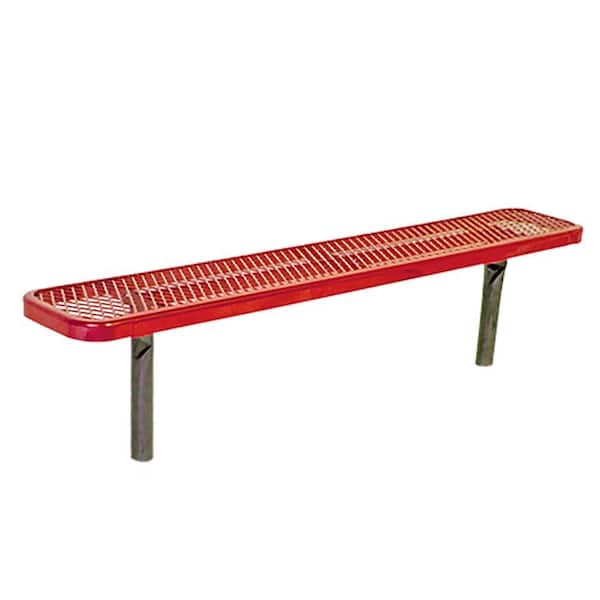 Unbranded In-Ground 6 ft. Red Diamond Commercial Park Bench without Back