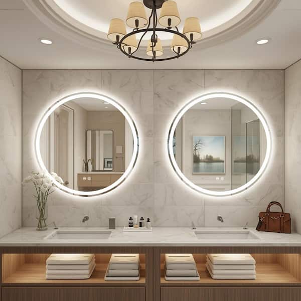 LuxHomez 31 in. W x 31 in. H Round LED Frameless Wall Mounted