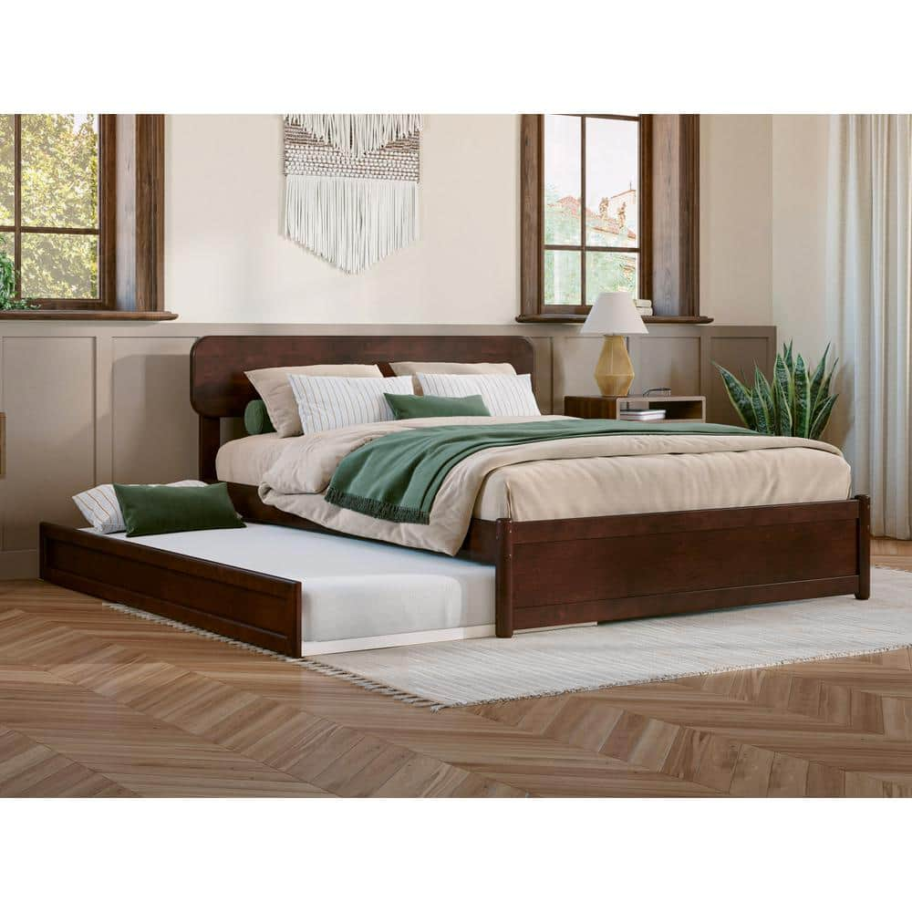 AFI Capri Walnut Brown Solid Wood Frame Full Platform Bed with Panel ...