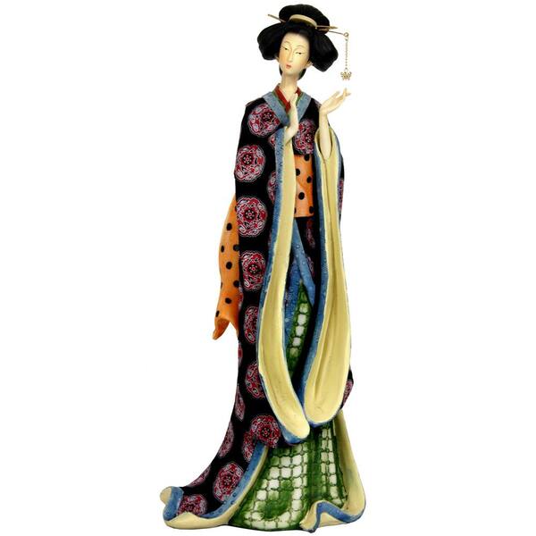 Oriental Furniture 18 in. Geisha with Pale Gold Sash Decorative Figurine
