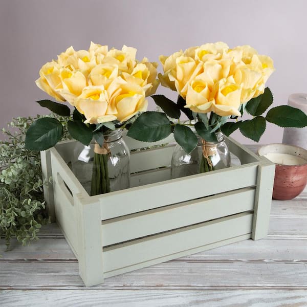 11 .5 in. Yellow Rose Artificial Flowers with Stems - 48-Piece Real Touch Fake Flower Set