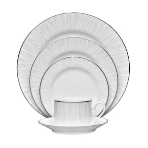 Glacier Platinum (White) Porcelain 5-Piece Place Setting, Service for 1