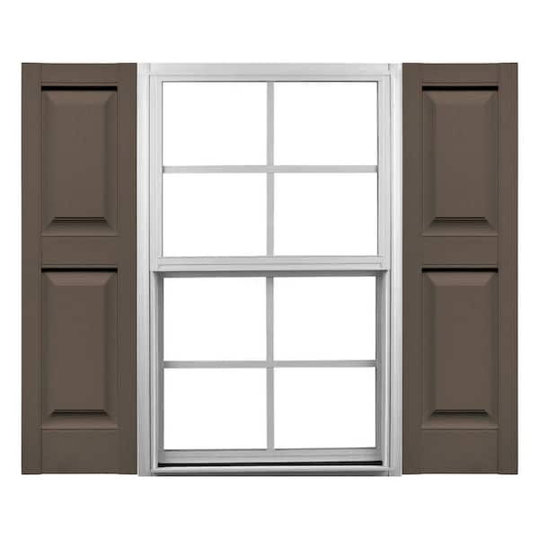 Mid America 14.75 in. W x 75 in. H Raised Panel Vinyl Shutters Pair in French Roast