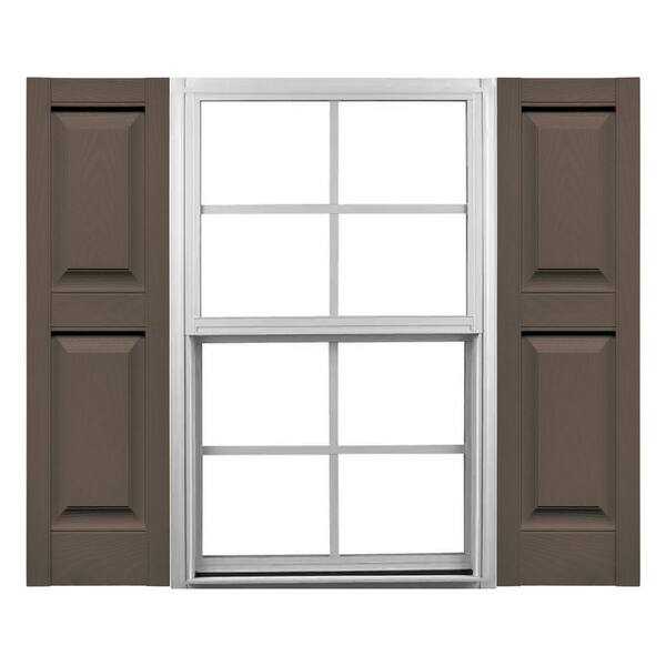 Ekena Millwork TailorMade 12 in. W x 77 in. H Raised Panel Vinyl Shutters Pair in French Roast