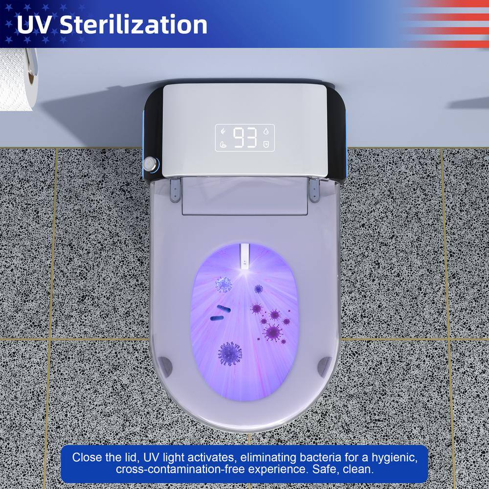 White Ceramic High Efficiency Elongated Bidet Toilet with Heated Seat
