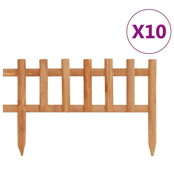 ITOPFOX 10-Piece 173.2 in. W x 13.8 in. H Lawn Edgings Solid Firwood Garden Fencing with Orange Waterbase Finish
