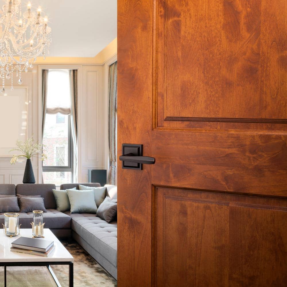 Venetian Bronze Square Backplate Hall/Closet Lever Handle