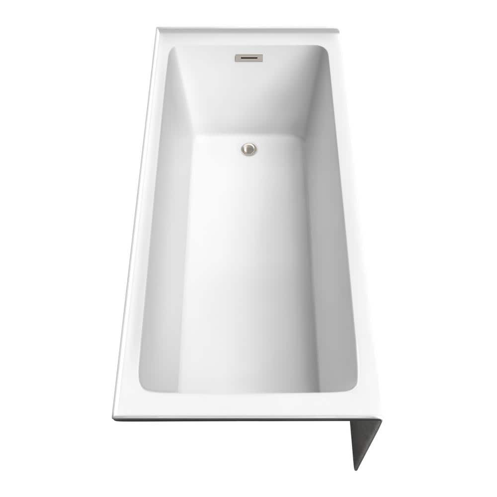 Grayley 66'' White Acrylic Alcove Bathtub with Brushed Nickel Drain