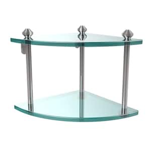 Southbeach Collection 8 in. 2-Tier Corner Glass Shelf in Polished Chrome
